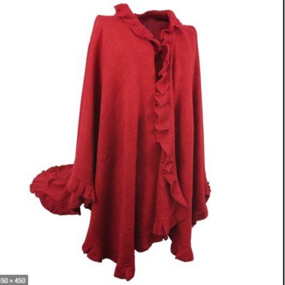 💚4 for $30💚 NWOT Laura Red Knitted Poncho / Cape - Picture 7 of 7
